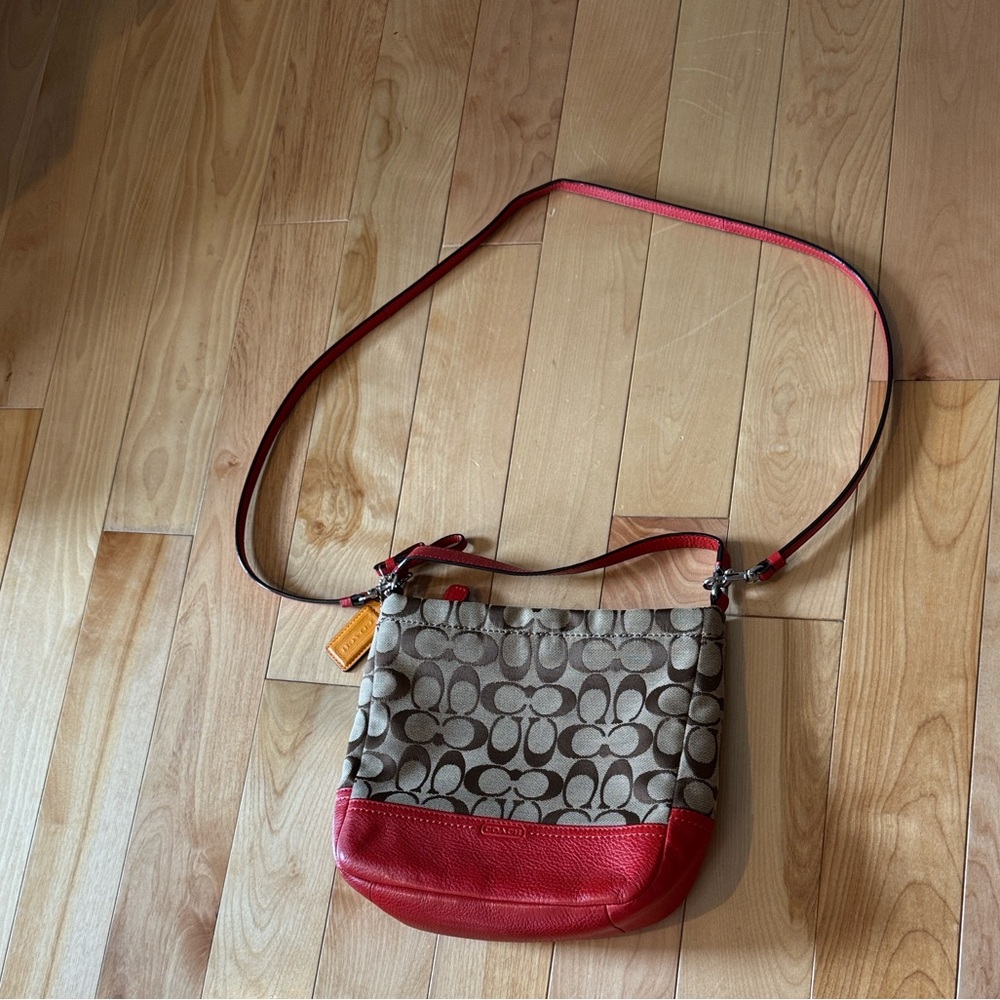Coach Crossbody Bag with Red Accents